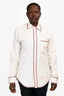 Thom Browne Cream/Red Linen Button Up Long Sleeve Shirt Size 3 Mens