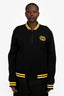 Gucci Black/Yellow Knit Ribbed Sleeves Logo Bomber Jacket Size 54 Mens
