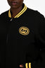Gucci Black/Yellow Knit Ribbed Sleeves Logo Bomber Jacket Size 54 Mens