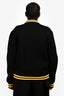 Gucci Black/Yellow Knit Ribbed Sleeves Logo Bomber Jacket Size 54 Mens