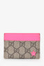 Gucci Brown/Neon Pink Coated Canvas/Leather Cardholder