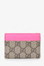 Gucci Brown/Neon Pink Coated Canvas/Leather Cardholder