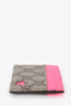 Gucci Brown/Neon Pink Coated Canvas/Leather Cardholder