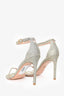 Stuart Weitzman Silver Glitter Nudistcurve 100 Strappy Heels Size 7