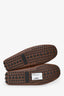 Gucci GG Supreme Canvas/Brown Leather Trim Driving Loafers Size 10.5 Mens