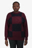 Burberrys Maroon/Navy Wool Embroidered Logo Check Sweater Est. Size M