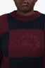 Burberrys Maroon/Navy Wool Embroidered Logo Check Sweater Est. Size M