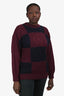 Burberrys Maroon/Navy Wool Embroidered Logo Check Sweater Est. Size M