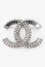 Pre-Loved Chanel™ Silver Tone Crystal Embellished CC Brooch