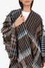 Fabiana Filippi Brown/Blue Wool Fringe Cape Size OS