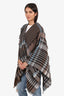 Fabiana Filippi Brown/Blue Wool Fringe Cape Size OS