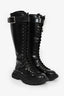Alexander McQueen Black Leather Lace-Up Knee High Combat Boots Size 37