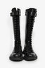 Alexander McQueen Black Leather Lace-Up Knee High Combat Boots Size 37