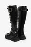 Alexander McQueen Black Leather Lace-Up Knee High Combat Boots Size 37