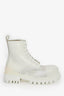 Balenciaga White Leather 'Strike' Lace-Up Combat Boots Size 37