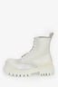 Balenciaga White Leather 'Strike' Lace-Up Combat Boots Size 37