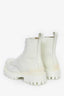 Balenciaga White Leather 'Strike' Lace-Up Combat Boots Size 37