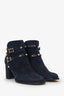 Valentino Navy Suede Rockstud Heeled Boot Size 38
