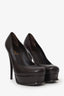 Saint Laurent Dark Brown Leather Tribtoo Platform Heels Size 38