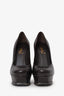 Saint Laurent Dark Brown Leather Tribtoo Platform Heels Size 38
