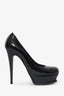 Saint Laurent Black Patent Leather Platform Tribtoo Heels Size 38