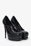 Saint Laurent Black Patent Leather Platform Tribtoo Heels Size 38