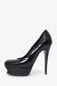 Saint Laurent Black Patent Leather Platform Tribtoo Heels Size 38