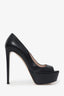 Miu Miu Black Leather Peep Toe Heels Size 38