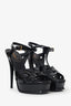 Saint Laurent Black Patent Leather Tribute Platform Heels Size 38