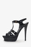 Saint Laurent Black Patent Leather Tribute Platform Heels Size 38