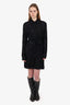 Victoria Beckham Black Patterned Button-Up Dress With Tie Waist Size 8