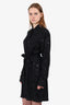 Victoria Beckham Black Patterned Button-Up Dress With Tie Waist Size 8