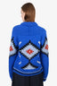 Smythe x Augden Blue Printed Knit Zip-Up Sweater Size L
