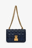Christian Dior 2017 Navy Blue Cannage Leather Dioraddict Flap Bag