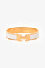 Hermès Gold Tone White Ceramic 'Clic Clac H' Thin Bracelet