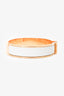 Hermès Gold Tone White Ceramic 'Clic Clac H' Thin Bracelet