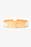 Hermès Gold Tone White Ceramic 'Clic Clac H' Thin Bracelet