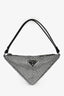 Prada Black Satin Crystal Embellished Triangle Shoulder Bag