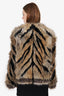 St. John Cream/Black Printed Faux Fur Coat Size M