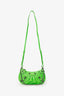 Balenciaga Neon Green Croc Embossed Leather Mini Le Cagole Crossbody Bag With Chain