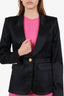Smythe Black Satin Tuxedo Blazer With Gold Buttons Size 8
