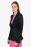 Smythe Black Satin Tuxedo Blazer With Gold Buttons Size 8
