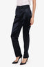 D&G Dolce & Gabbana Black Satin High Waisted Trousers Size 40