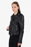 Mackage Black Grained Leather Moto Jacket Size S