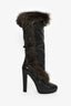 Hermès Black Leather Fur Lined Boots Size 38