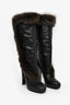 Hermès Black Leather Fur Lined Boots Size 38
