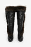 Hermès Black Leather Fur Lined Boots Size 38