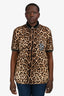 Dolce & Gabbana Leopard Print Cotton Polo T-Shirt Size 48 Mens