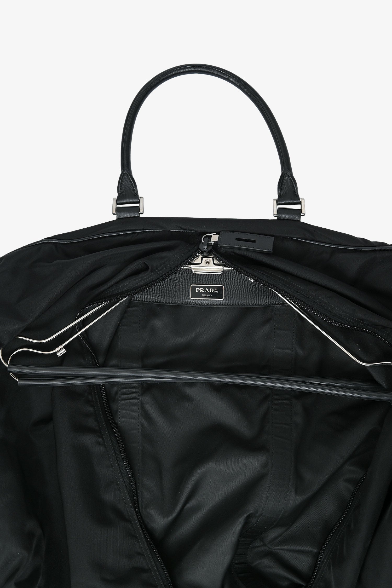 Prada Enameled Metal Triangle Garment Bag – Mine & Yours