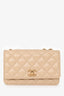 Pre-Loved Chanel™ Beige Lambskin Leather 'All Slide' Wallet on Chain